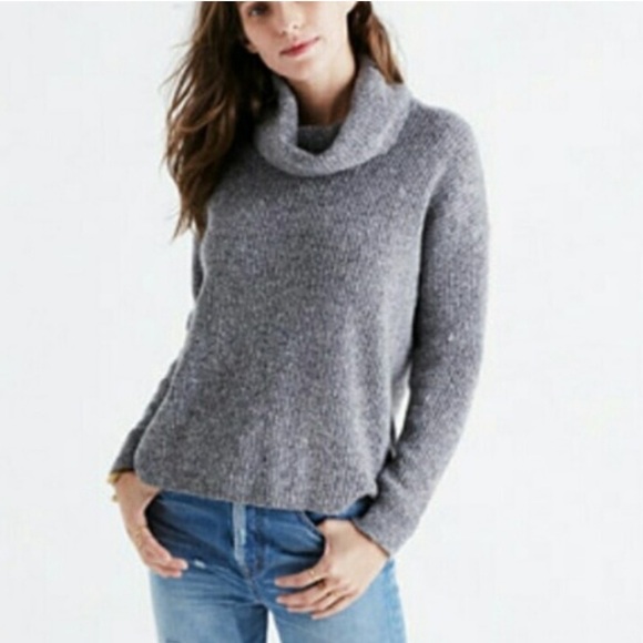 Madewell Women’s Donegal Heathered Gray Convertible Turtleneck Sweater Sz Small - Picture 1 of 13